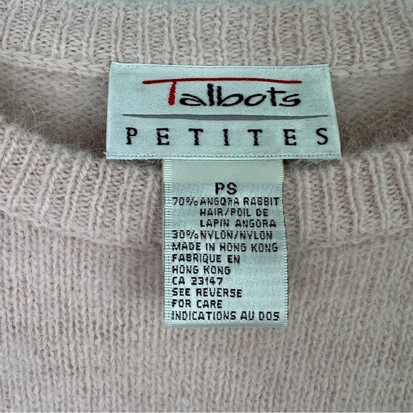 Vintage Talbots Soft Pink Angora Rabbit Hair Blend Pullover Sweater Small P - Picture 4 of 10